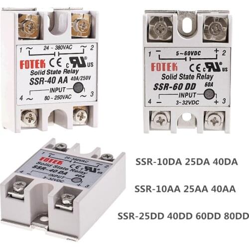 Solid State Relay DC control AC SSR 10DA 25DA 40DA 10AA 25AA 40AA SSR without plastic cover SSR 40A DC control DC