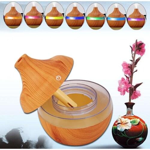 USB 300ml Humidifier Purifier Wood Grain LED Essential Oil Diffuser Aromatherapy Purifier for Car Home Office