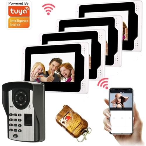1Camera+4Monitor Home Security Intercom Video Door Phone 7 Inch Tuya Video Doorbell 1080P Camera Motiion Detection Take Messages