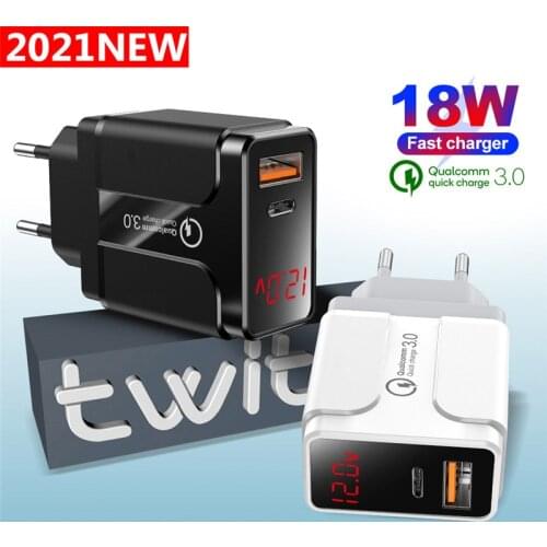 EU US UK Digital Display 18W Mobile Phone Charger For iPhone 12 12Pro max 12mini lightning to Type C QC 3.0 PD USB Fast Charger