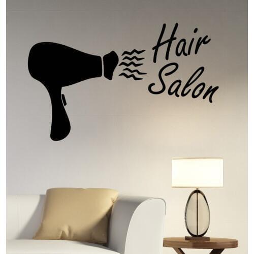Girls Beauty Salon Wall Stickers Hair Salon Vinyl Removable Wall Decal Hair Dryer Pattern Barber Shop Hairdressing Decor SYY743