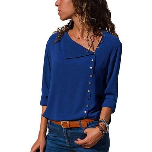 Women Tops And Blouses 2021 Fashion Long Sleeve Skew Collar Chiffon Blouse Summer Casual Top Plus Size Elegent Work Wear Shirt