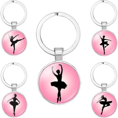 Pink Ballet Girl Key Ring Pendant Four Seasons Lady All-Match Keychain