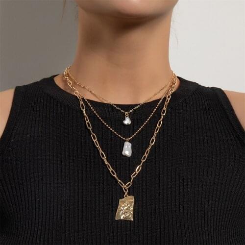 Multi-layer Clavicle Chain Necklaces for Women Heart Inlay Rhinestones Charm Necklace Choker Pendant Neck Jewelry Friend Gift
