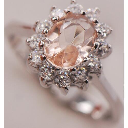 Morganite Women 925 Sterling Silver Ring F701 Size 5 6 7 8 9