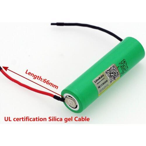 1 PCS.. Liitokala New 18650 2500 mAh Rechargeable Battery 3.6V INR18650-25R 20A Discharge + DIY Silica Gel Cable