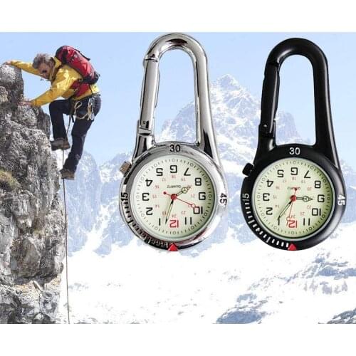 1PC Outdoor Mini Round Dial Quartz Analog Clip Carabiner Hook Watch pocket watch watch Vintage Hanging Watch Fashion Watch 2021