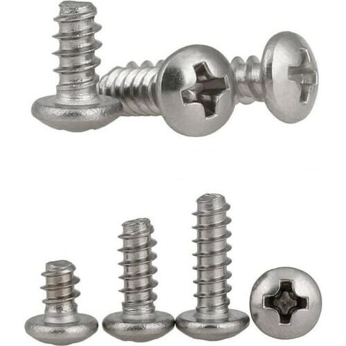 10PCS M5 304 stainless steel cross round head flat tail self-tapping screws