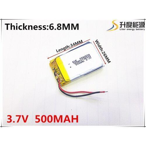 3.7V,500 mAH,[682634] PLIB; polymer lithium ion / Li-ion battery for GPS,mp3,mp4,mp5,dvd,,model toy
