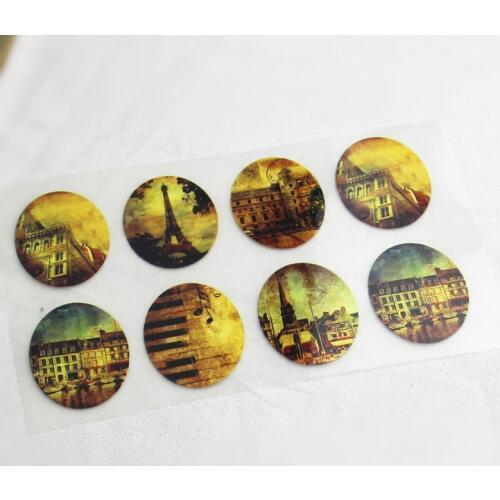 8Pcs Vintage Eiffel Tower Offset Press Iron-on Patches for Clothing Offset PET Transfer DIY Scrapbooking Materails Patches 3x4cm
