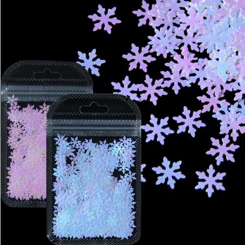 2g Shiny Snowflake Nail Glitter Sequins 3D Laser Mirror Slices Winter Christmas Design Flakes Nail Art Decoration Accessories