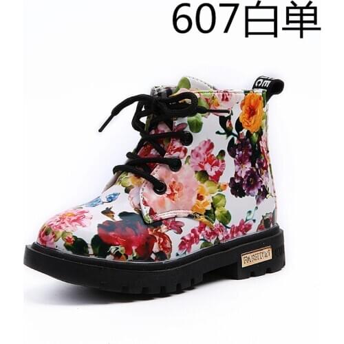 Boys and girls printed floral fashion boots 2020 autumn and winter new snow boots kids shoes children patent leather boots