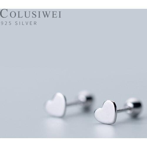 Colusiwei 100% 925 Sterling Silver Heart Shape Light Beads Exquisite Stud Earrings for Women Fashion Romantic Earrings Jewelry