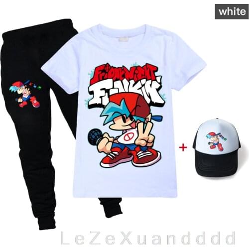 Summer Friday Night Funkin T-shirt Cartoon Game Streetwear Fashion Short Sleeve Set Childrens Tops Boys Girls Clothes