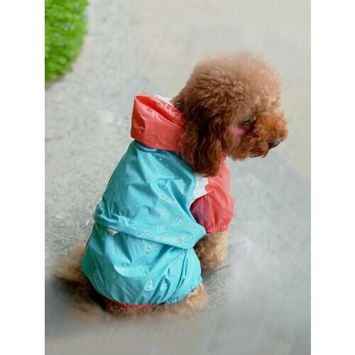 Pet Dog Raincoat Spring And Summer Thin Clothes Jumpsuit Dog Jacket Water Resistant Four Feet Clothes For Dogs Pet Hooded Coat