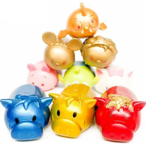 FGHGF Rubber Squishy Soft Princess Doll Mickey Gold PIG Flocking Rare Collection Kid Toy MINI SIZE Y19052104