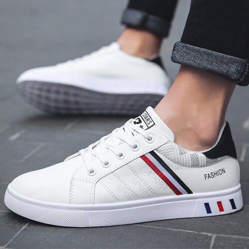 Vulcanized Sneakers White Leather Shoes Men Sport Sneakers Man Casual Shoes 2021 Fashion Boys Shoes