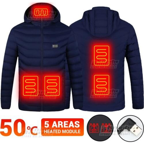 5 Areas USB Heated Jacket Warm Winter Clothing Mens Womens Heated Vest Warm Snowboard Outerwear Windproof Skating Ski Woman