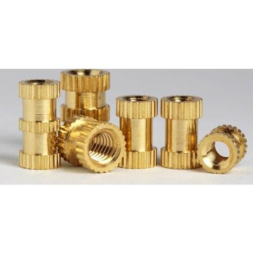 M4 M5 M6 Copper Inserts Double Pass Brass Knurl Nut Round Thread Nutsert Injection Molding Embedded Fastener ID*H*OD
