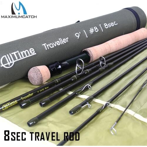 Maximumcatch Portable 8 Section Travel Fly Fishing Rod 2.7M Carbon Fiber Moderate Fast Action Fly Rod With 43cm Coudura Tube