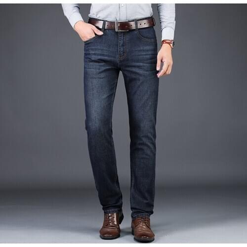 BROWON Autumn Winter Thick Mens Jeans Soft Cosy Straight Loose Casual Trousers Male New Tencel Fabric Men Pants Jeans for Men