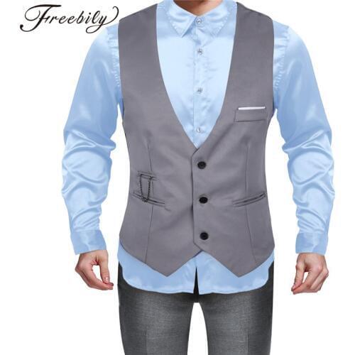 2018 New Arrival Dress Vests For Men Slim Fit Mens Vest Male Waistcoat Gilet Homme Casual Sleeveless Formal Business Jacket