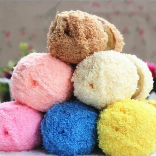 50g Soft Smooth Yarn Baby Knitting Wool Yarn Thick Yarn Fiber Velvet Yarn Hand Knitting Wool Crochet Yarn for DIY Sweater Hat