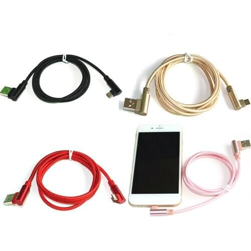 90 Degree Right Angle Type-c to USB Fast Charging Data Cord Sync Nylon Cable Converter Charger usb-c For Samsung HUAWEI MEIZU LG