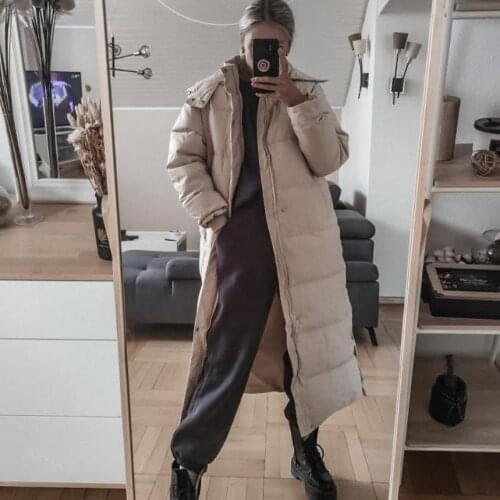 Women Coats and Parkas Autumn Winter Long X-Long Parkas High Quality Beige Black with Hooded Slim Jackets Winter Womens