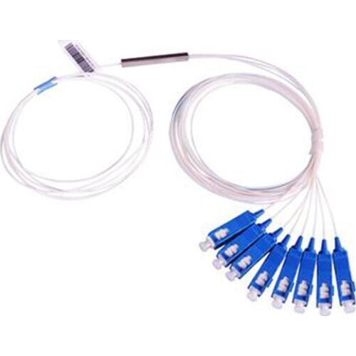 SC UPC PLC 1X8 Mini 0.9mm Fiber Optic splitter 1X8 With SC/UPC Conector G-EPON FBT PLC Steel tube Optical Splitter Optic Coupler