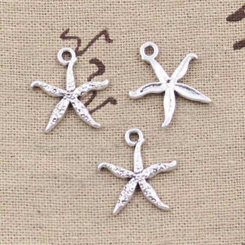 30pcs Charms Starfish 19x17mm Antique Bronze Silver Color Pendants DIY Necklace Crafts Making Findings Handmade Tibetan Jewelry