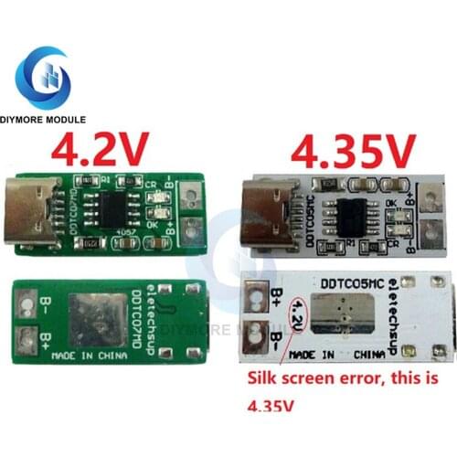 1S Type-C To 4.2V 4.35V Step-down Buck LiPo Polymer Li-Ion Charger for 3.7V 3.8V 18650 Lithium Battery