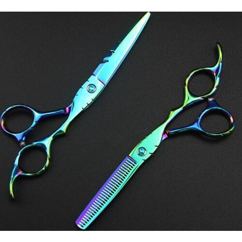 Professional Japan 440c 6 '' green gem hair scissors haircut scissor thinning barber makas cutting shears hairdresser scissors