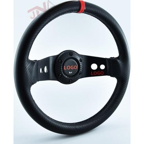 13inch PVC Racing Car Steering Wheel with Red Line T-D Logo