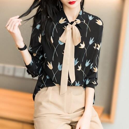 Silk shirt long sleeve 2021 spring new silk shirt design top A1605
