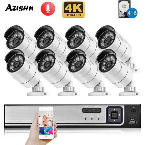 New 4K Ultra HD 8MP H.265 POE NVR Security System Kit Outdoor Waterproof Motion Detection CCTV IP Camera Audio Video Record Set