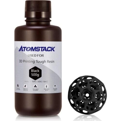 ATOMSTACK LCD 3D Printer Resin 500g Universal 405nm Shine Sing Black Quick Curing SLA UV Curing Resin for LCD 3D Printing