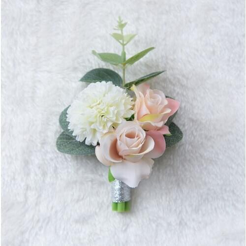 Wedding Prom Boutonniere Flower Brooch Hand Corsage Witness Boutonniere Groom Bridesmaid Groomsmen Wrist Flowers