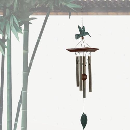Outdoor Retro Metal Square Tube Wind Chime Nordic Creative Bird Hanging Decoration Farmhouse Yard Garden Balcony Music Pendant