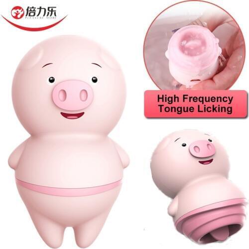 Pink Pig Tongue Licking Vibrator Oral Clitoris Powerful Vibrator Nipple Massage Breast Vagina Stimulator Adult Sex Toy for Women