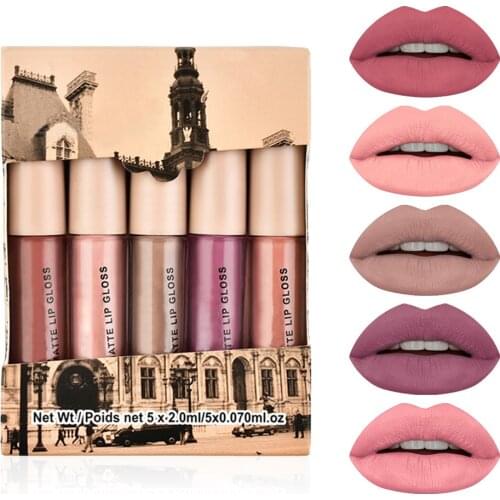 5Pcs Waterproof Lipstick Sexy Vampire Lip Stick Matte Velvet Lipsticks Lips Makeup Cosmetics Labiales Matte Larga Duracion