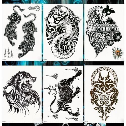 1 Sheets Temporary Tattoos Stickers, Fake Body Arm Chest Shoulder Tattoos for Men