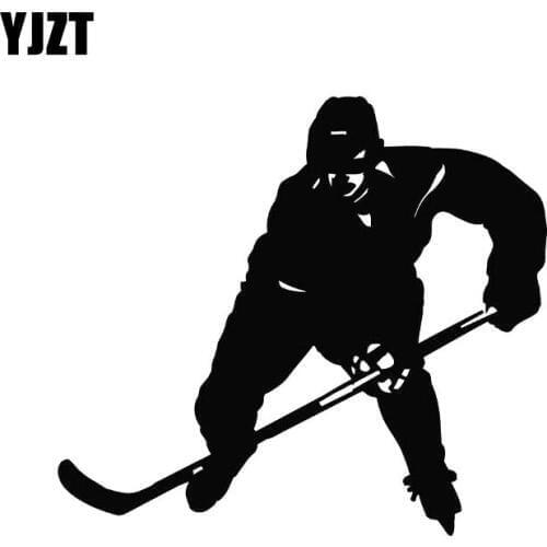 YJZT 13.7M*12.2CM Hockey Game Player Boy Decorate Car Stickers Vinyl Decal Car Door Accessories Black/Silver C31-0144