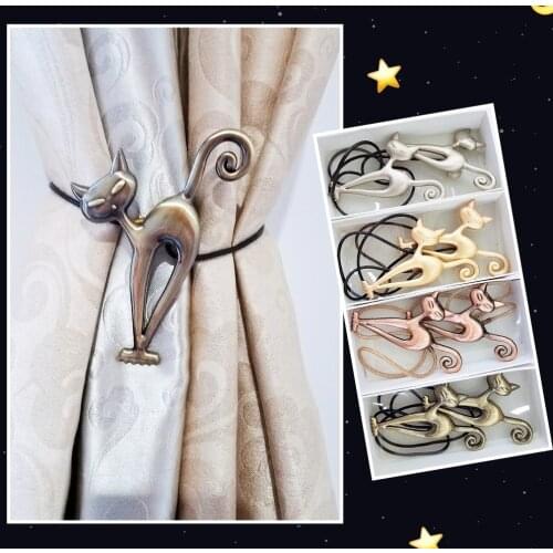 1pcs Cute Cartoon Cat Shape Curtain Tieback European Decorative Curtain Buckle Free Punch Hook Magnet Straps Curtain Accessories