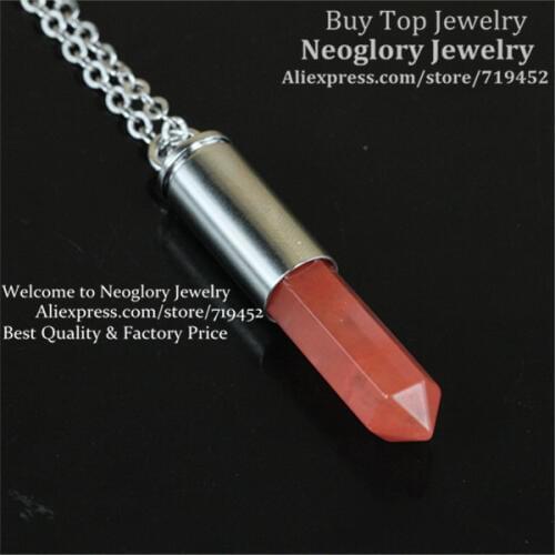 10pcs Nature Red Stone Quartz Gems Point Bullet Necklace Silver Plated Casing Pendant Drusy Quartz Druzy Stone Pendant Necklace