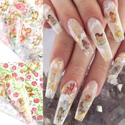 10Pcs Nail Sticker Cupid Pattern Long Lasting DIY Cupid Transfer Manicure Decor for Women Nail Art Sticker Nails Decoration