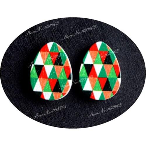 13x18mm Triangle Tear Drop Shape Painted Wood Laser Cut Cabochon to make DIY Rings, Earrings, Brooch, Necklace pendant