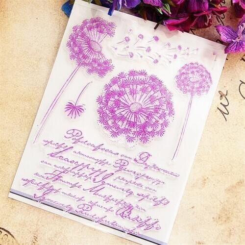 14*18CM Hot sale Purple dandelion Clear Stamps / Silicone Seals Roller Stamp for DIY scrapbooking photo album/Card Making