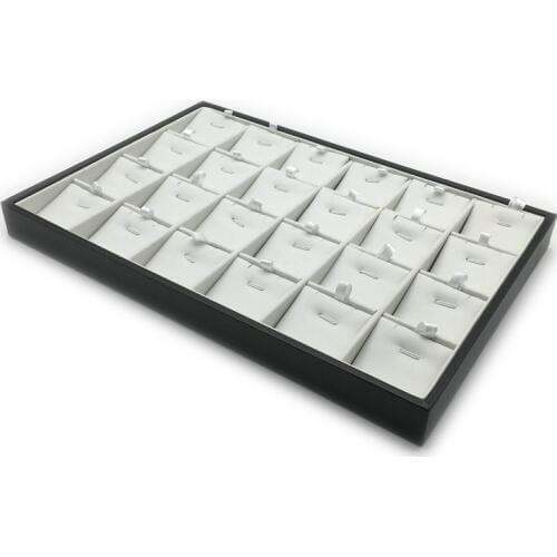 24 lattice Jewelry Display Tray Necklace Holder Pendant Storage Box Ring Earring Case Bracelet Organizer Bangle Showcase3 color