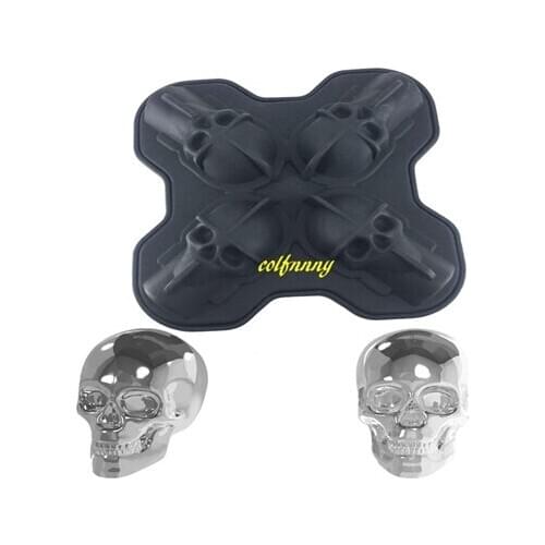 3pcs/lot 3D Skull Ice Cube Mold Maker Silicone Chocolate Tray Cake Candy Mould Bar Party Cool Whiskey Wine Ice Cream Tools